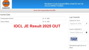 IOCL JE 2025 Result Announced
