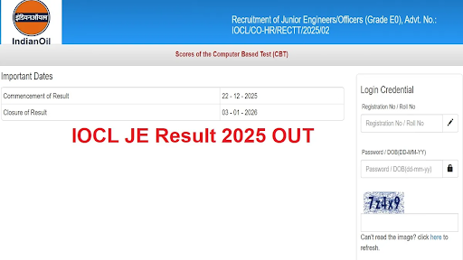 IOCL JE 2025 Result Announced