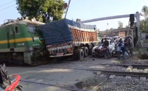 Narrow Escape In Jharkhand As Train Hits Truck At Level Crossing, Video Goes Viral