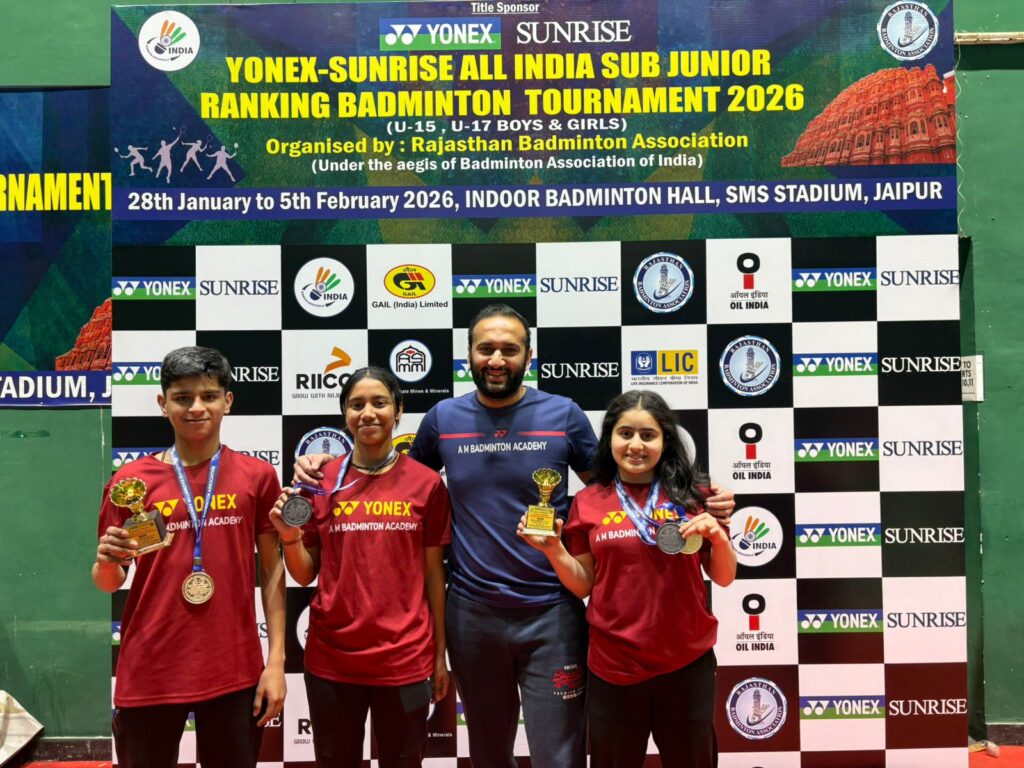 AM Badminton Academy Players Shine at All India Sub-Junior Ranking Tournament held at Jaipur from 28th January to 5th February 2026.